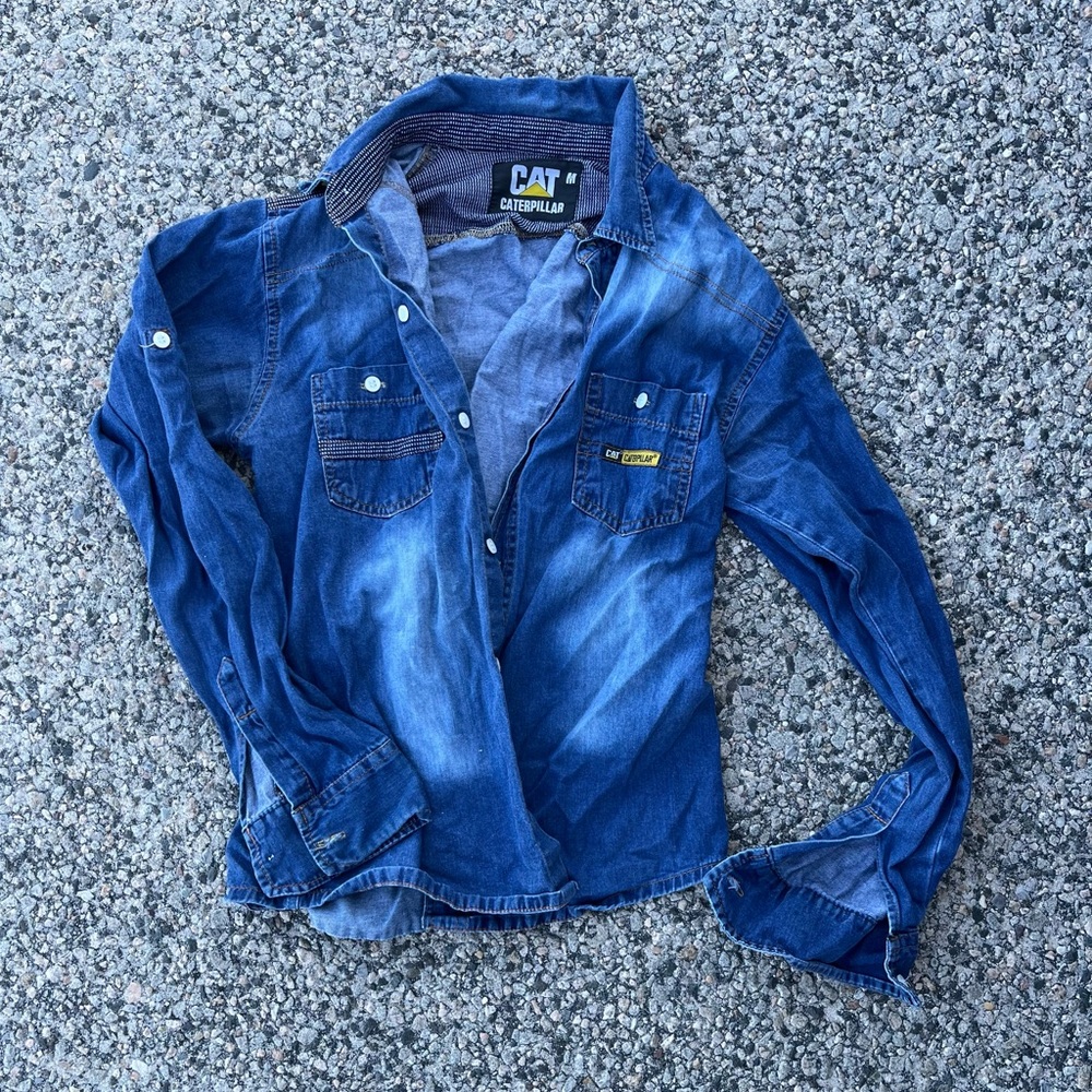 Caterpillar Women's Blue Denim Button-Up Shirt